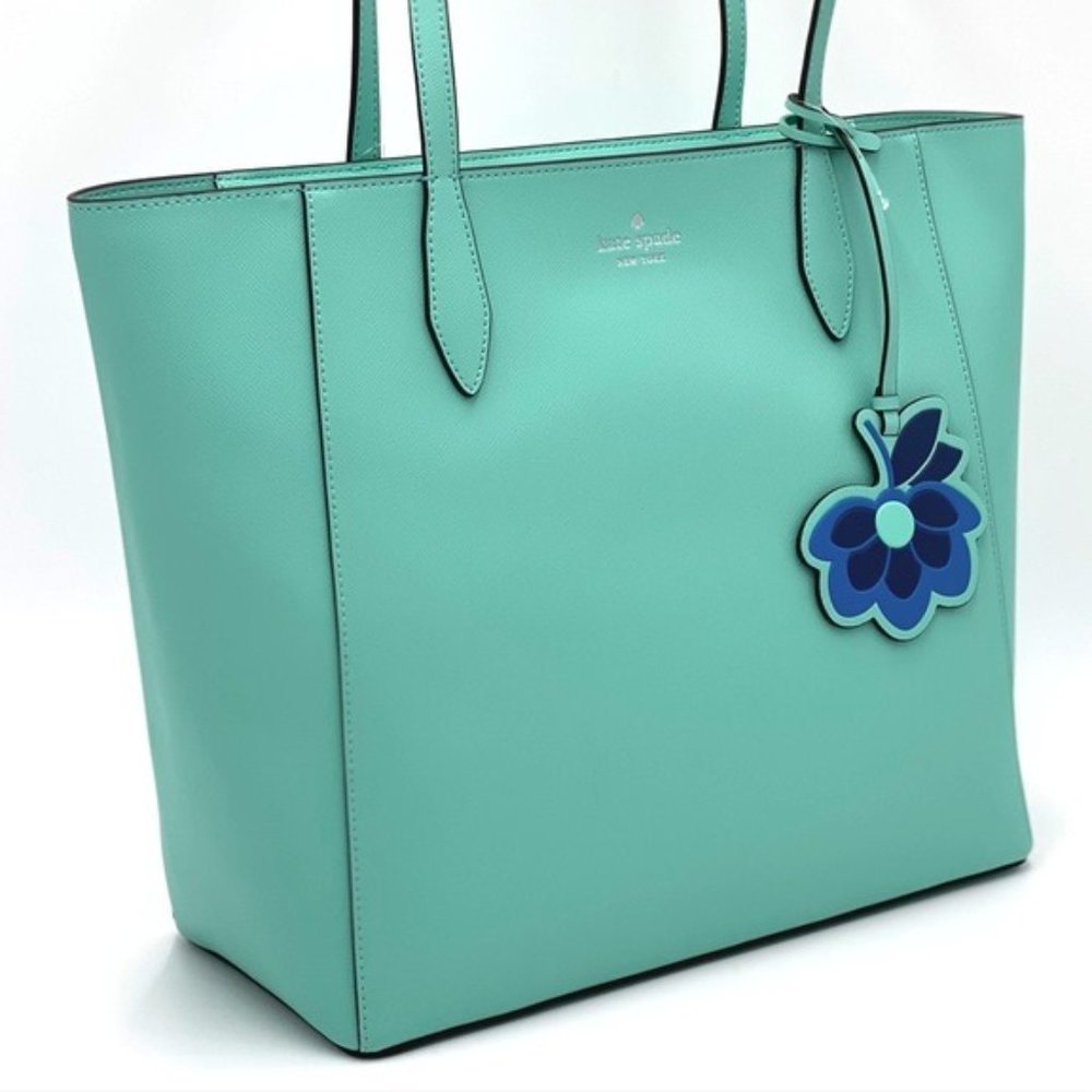 Kate Spade Dana Aqua Bloom Saffiano Tote Flower